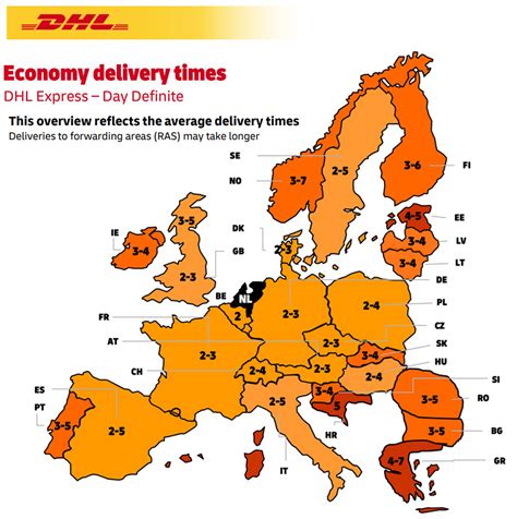 Mappa delle zone di spedizione DHL Express in Europa