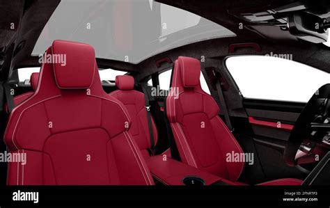 Interni di una berlina di lusso con sedili in pelle e sistema di infotainment moderno