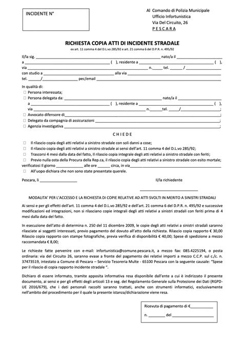 Rapporto di incidente stradale